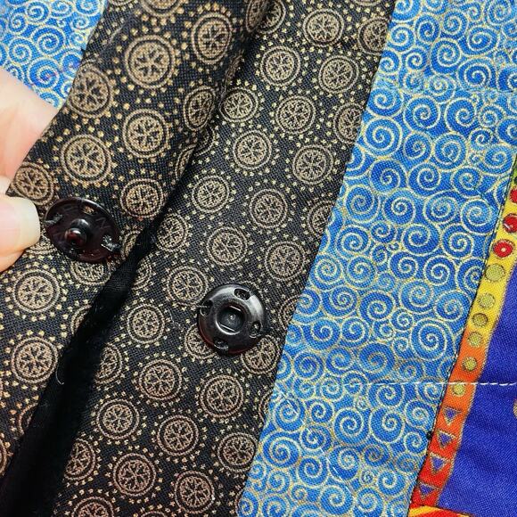 Handmade Quilted Patchwork Holiday Jacket Womens M Cats Birds Art to Wear - Picture 7 of 9